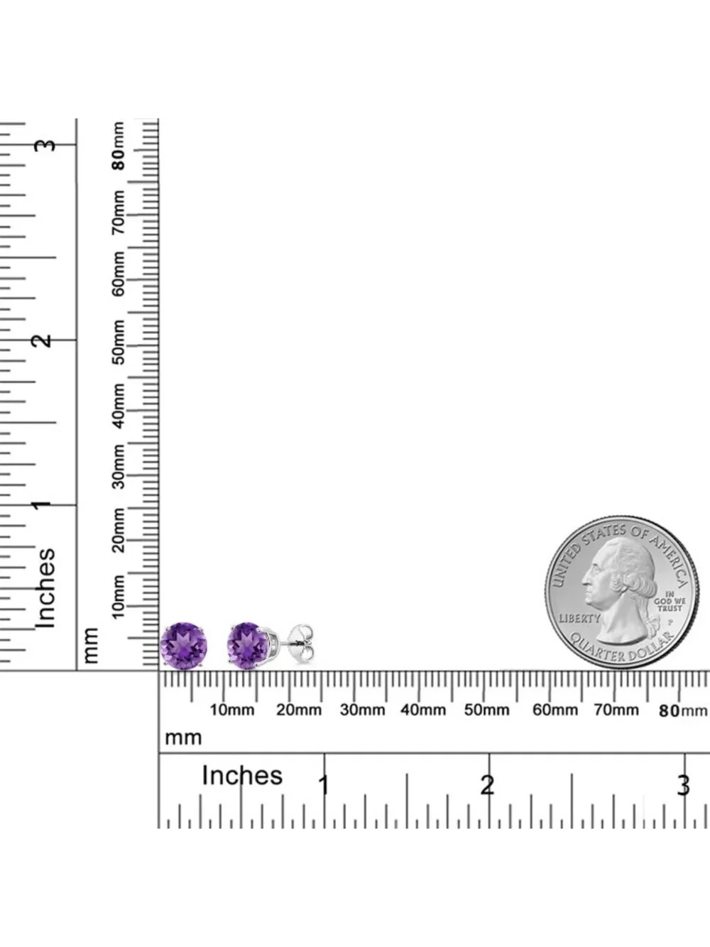 Women's Amythyst 925 Sterling Silver Round Gemstone Birthstone Stud Earrings